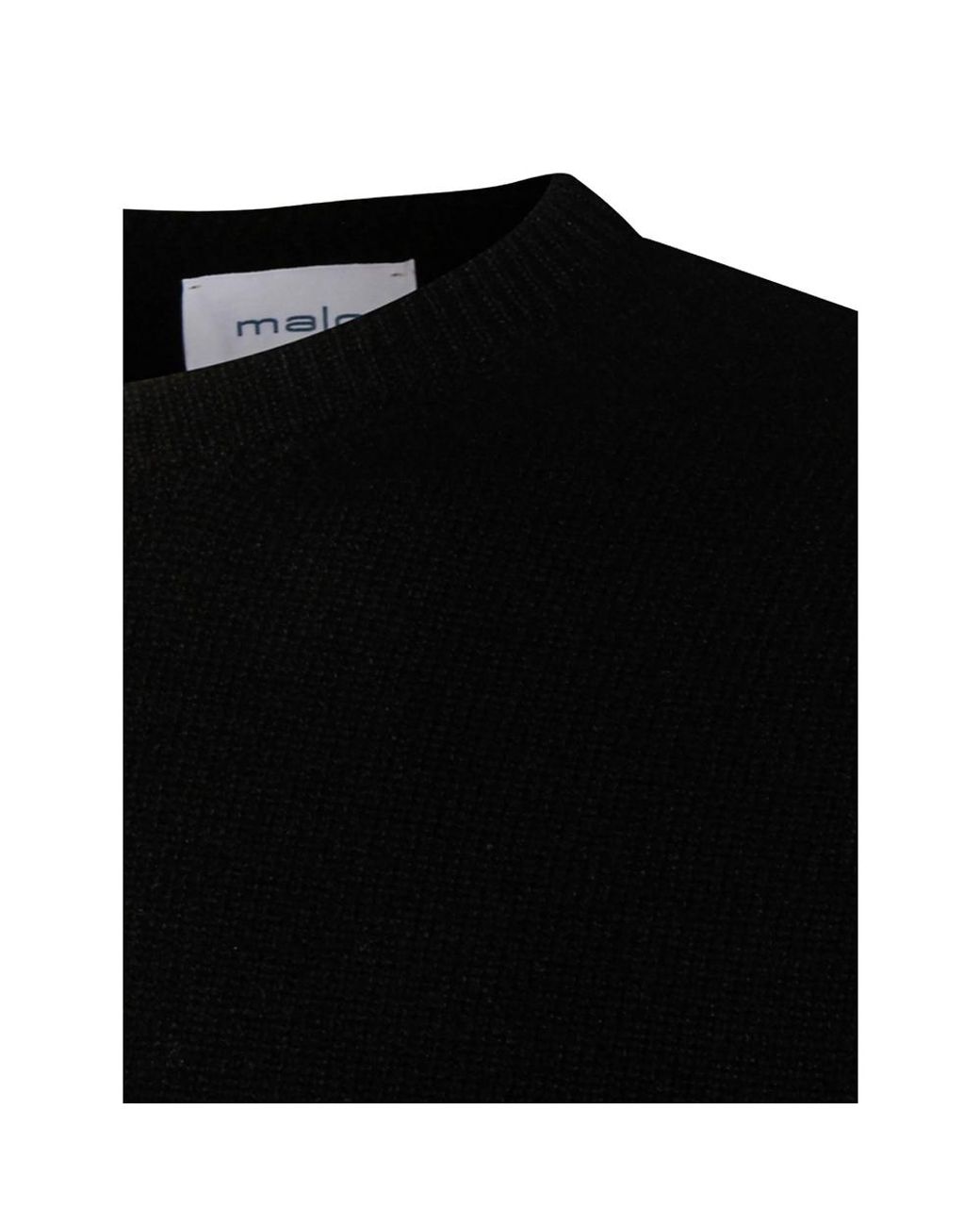 Malo Black Round-Neck Cashmere Sweater for men