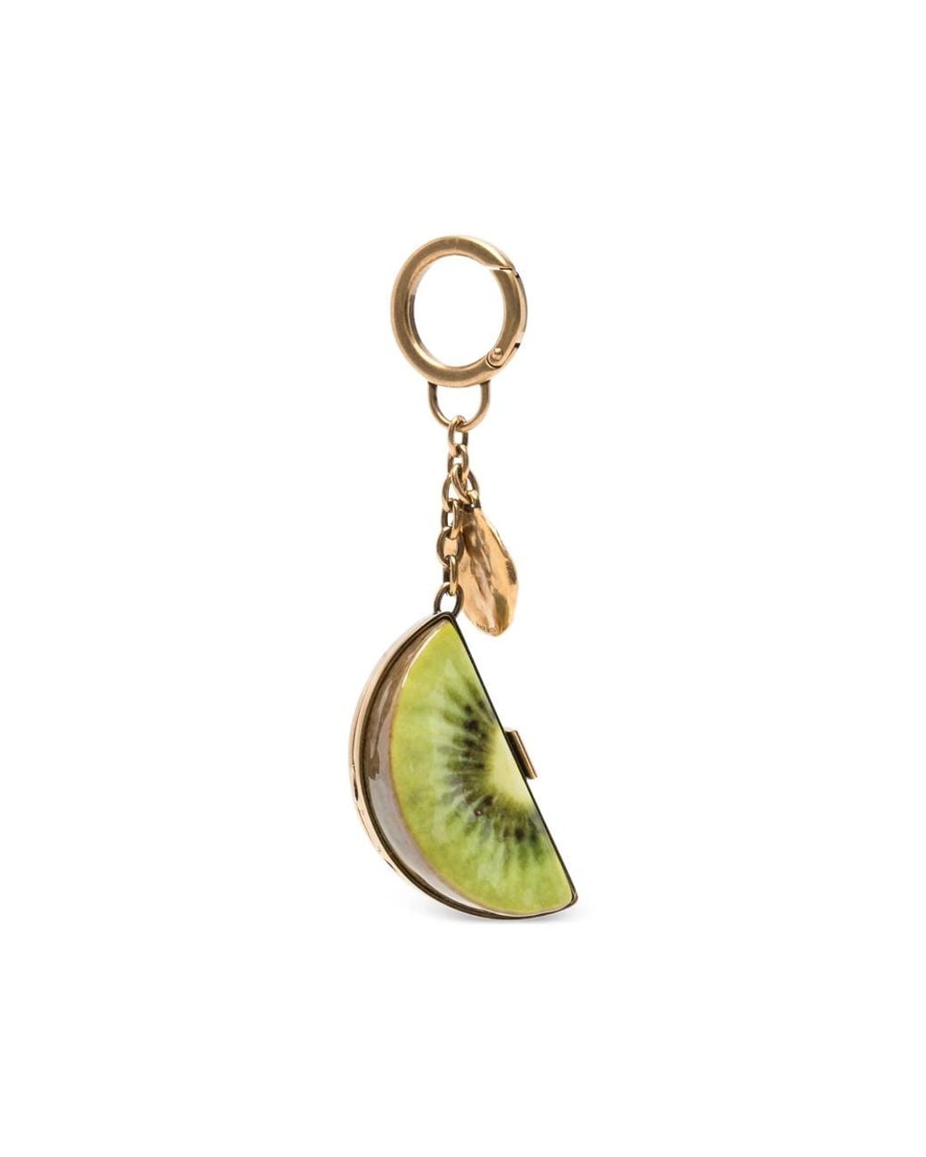 Saint Laurent Green Kiwi-Charm Keyring