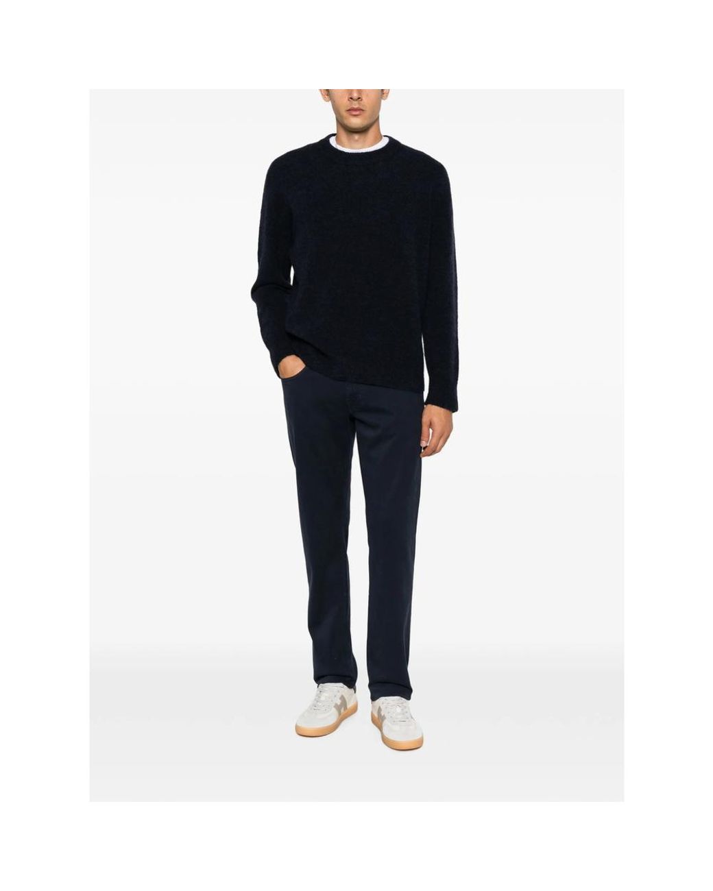 Tramarossa Blue Michelangelo Logo-Patch Trousers for men