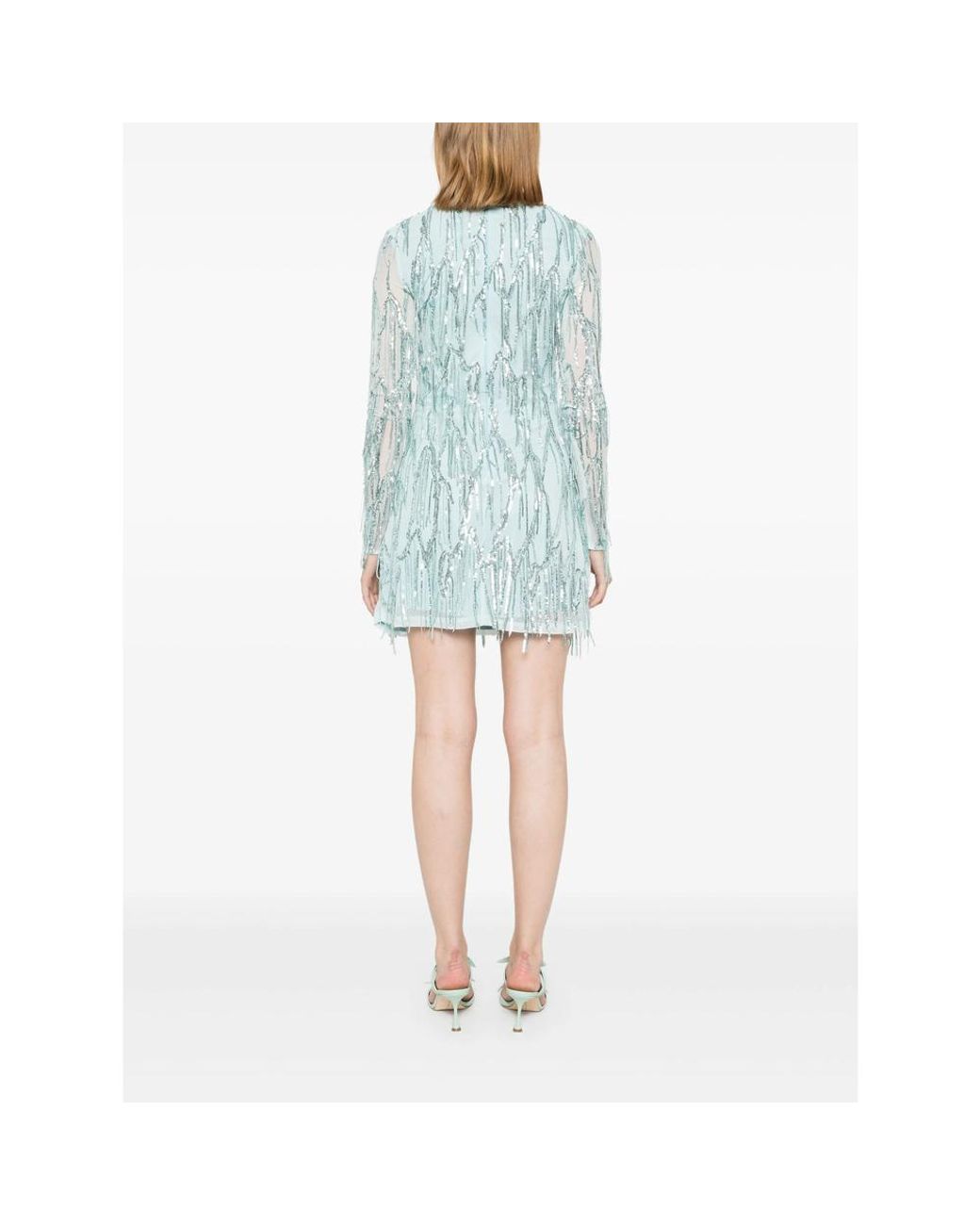 ROTATE BIRGER CHRISTENSEN Blue Long Sleeve Mini Dress