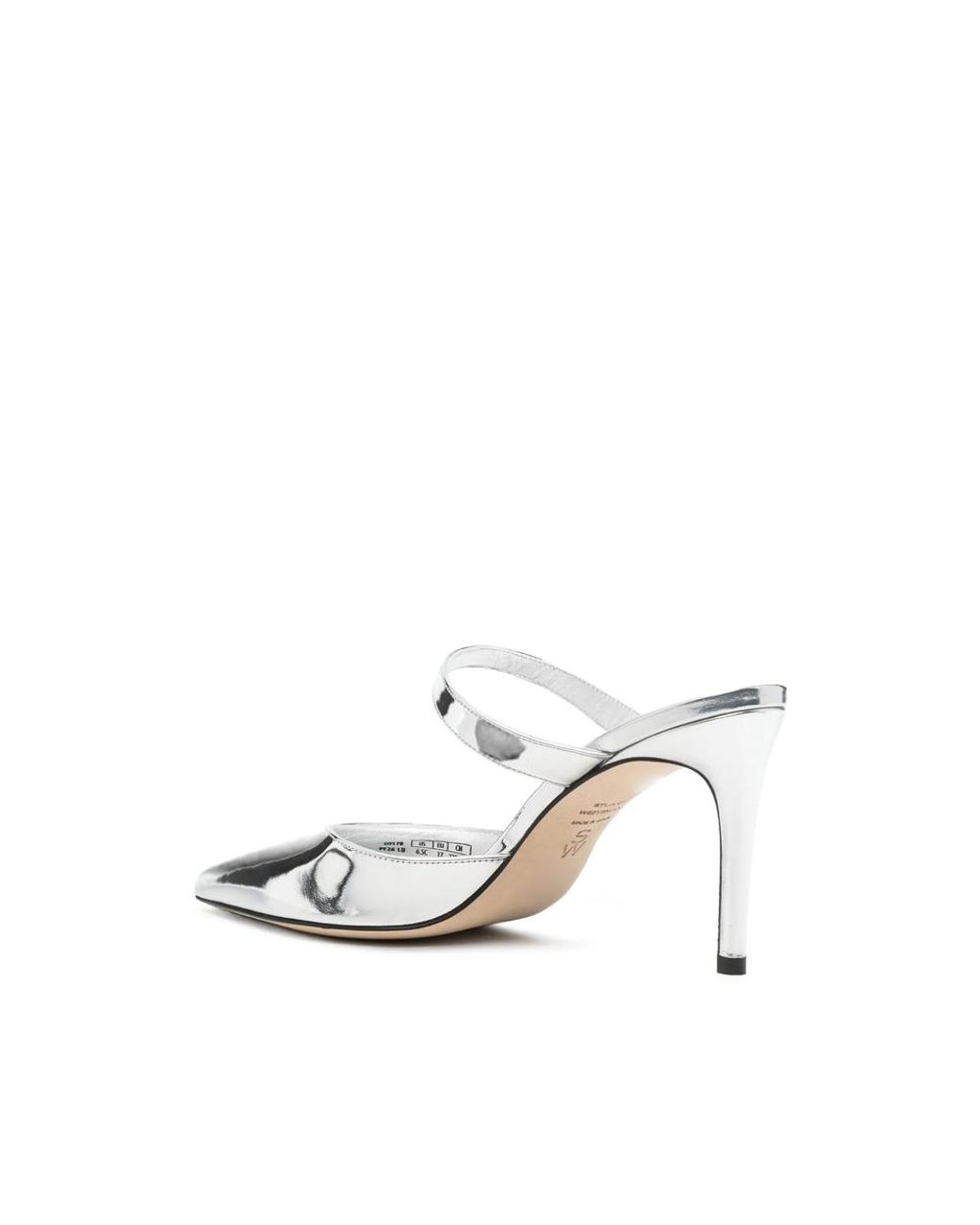 Stuart Weitzman White Pointed-Toe Metallic Mules