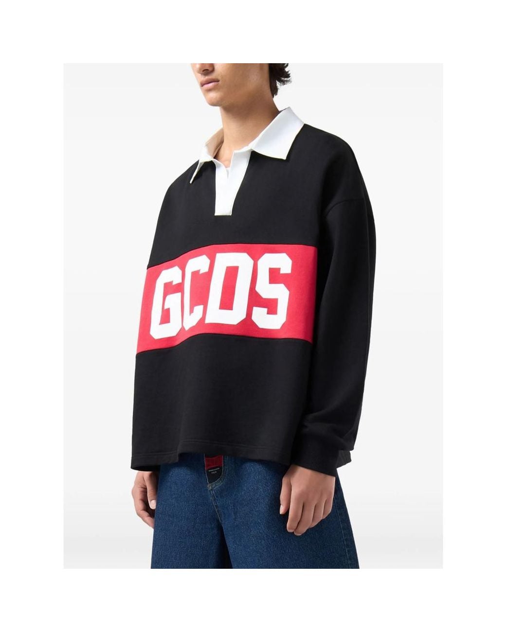 Gcds Black Logo-Print Long-Sleeve Sweatshirt for men
