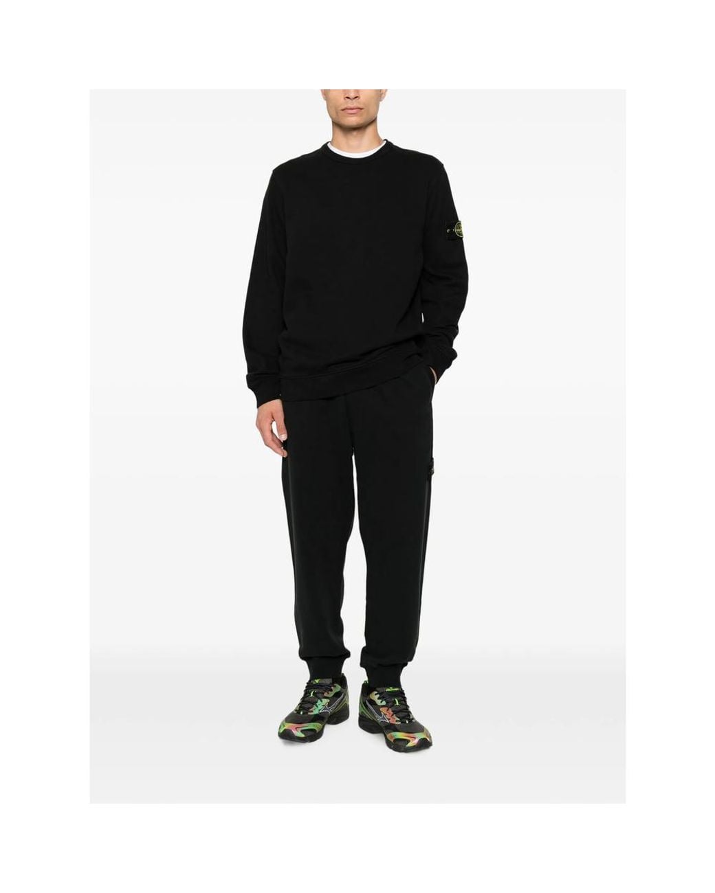 Stone Island Black 6100049 Brushed-Organic-Cotton-Fleece Sweatshirt for men
