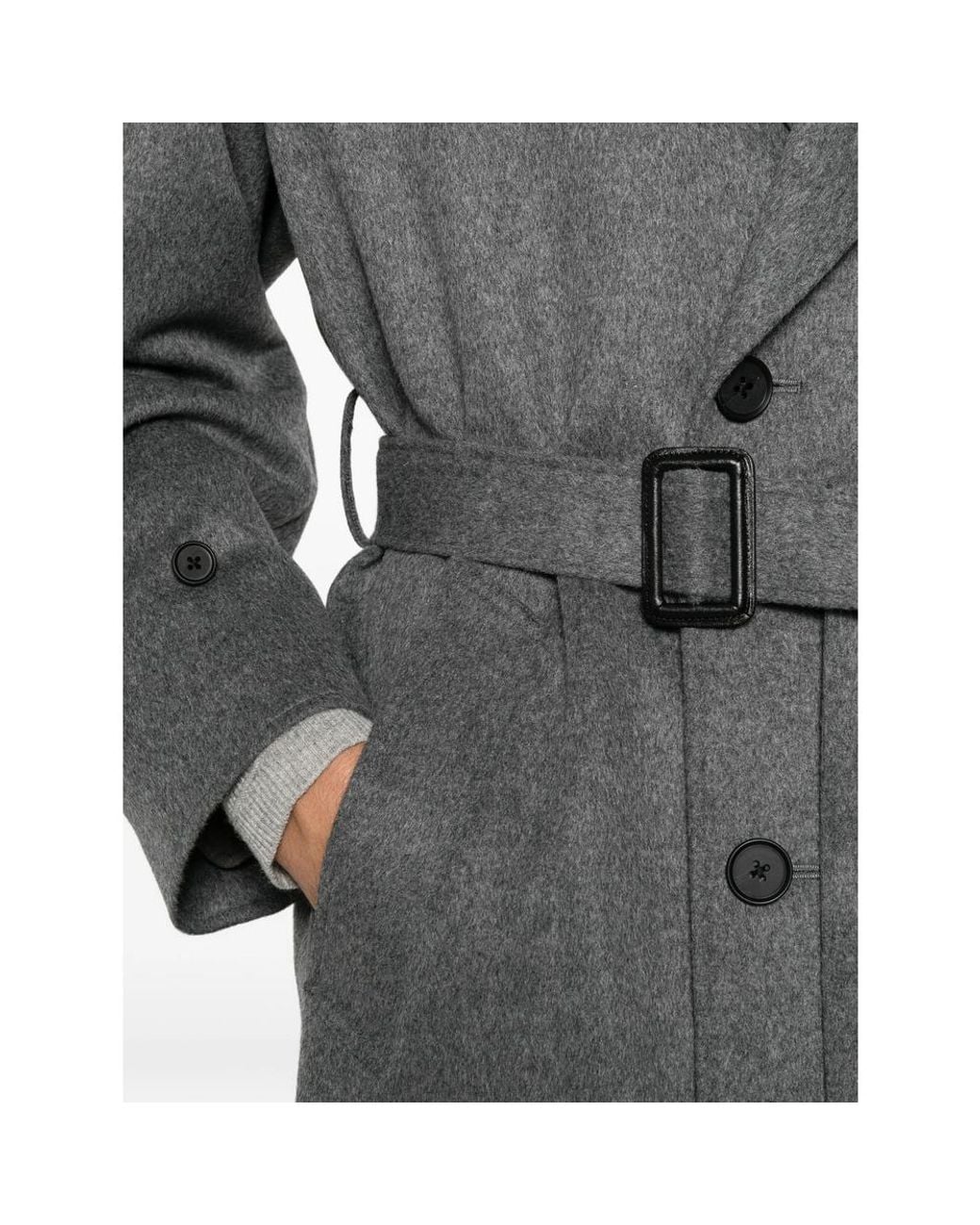 Ssstein Gray Chester Belted Raglan-Sleeve Coat for men