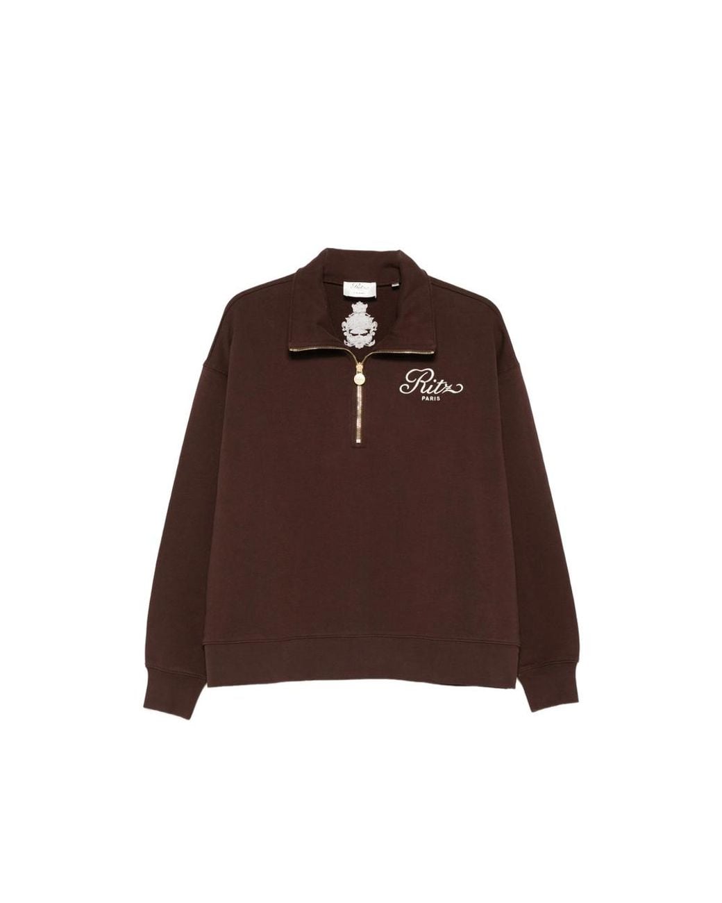 FRAME x Ritz Paris Brown X Ritz Paris Half-Zip Sweatshirt