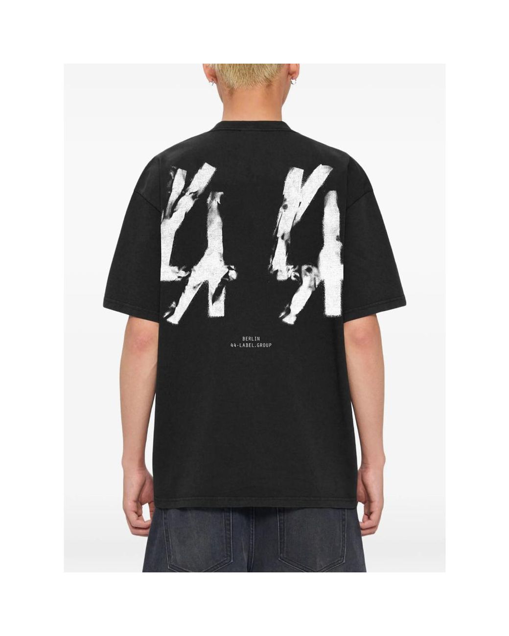 44 Label Group Black Graphic-Print T-Shirt for men