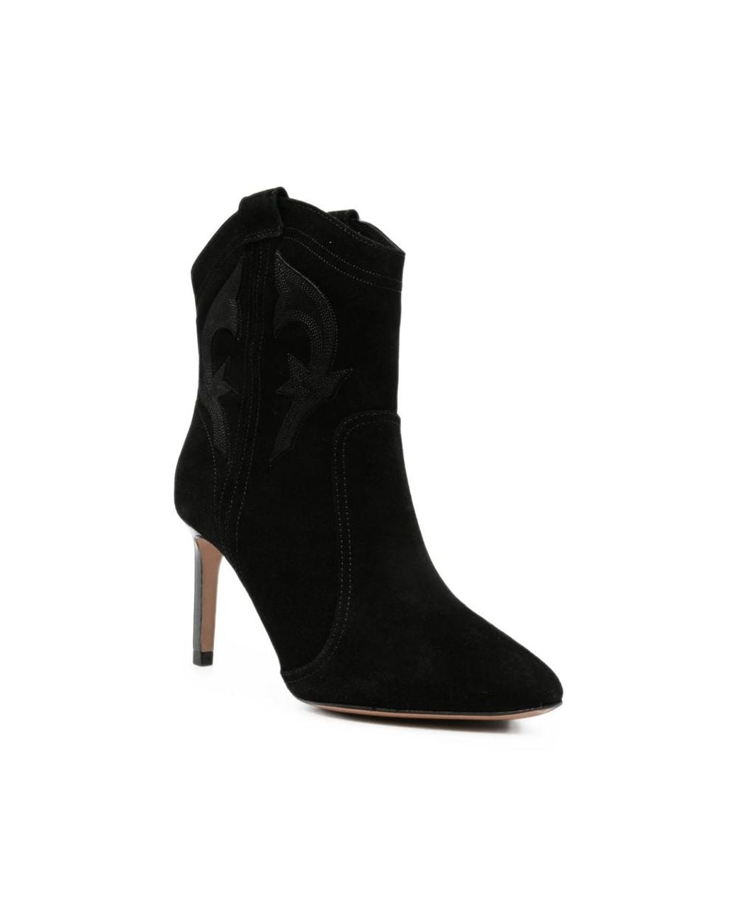 Ba&sh Black Caitlin Embroidered Suede Cowboy Boots