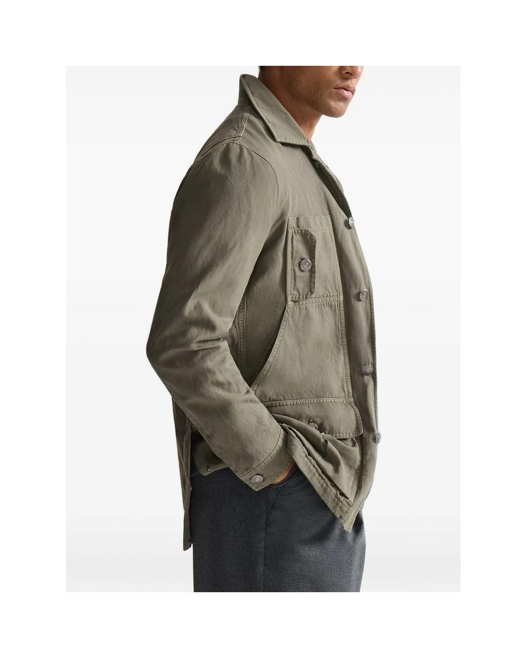 Brunello Cucinelli Gray Cotton And Linen Canvas Outerwear Jacket for men