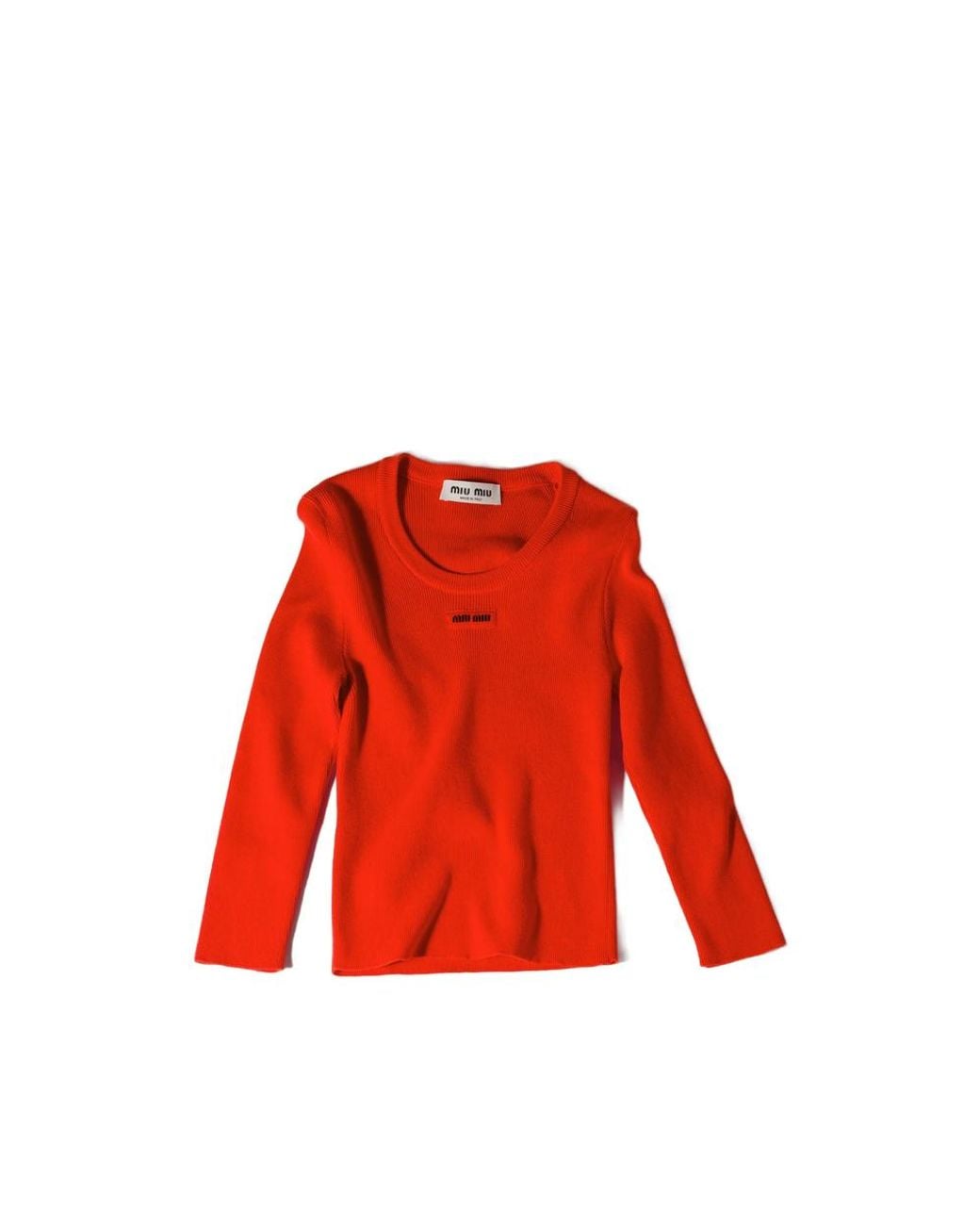Miu Miu Red Cotton Crew-Neck Sweater