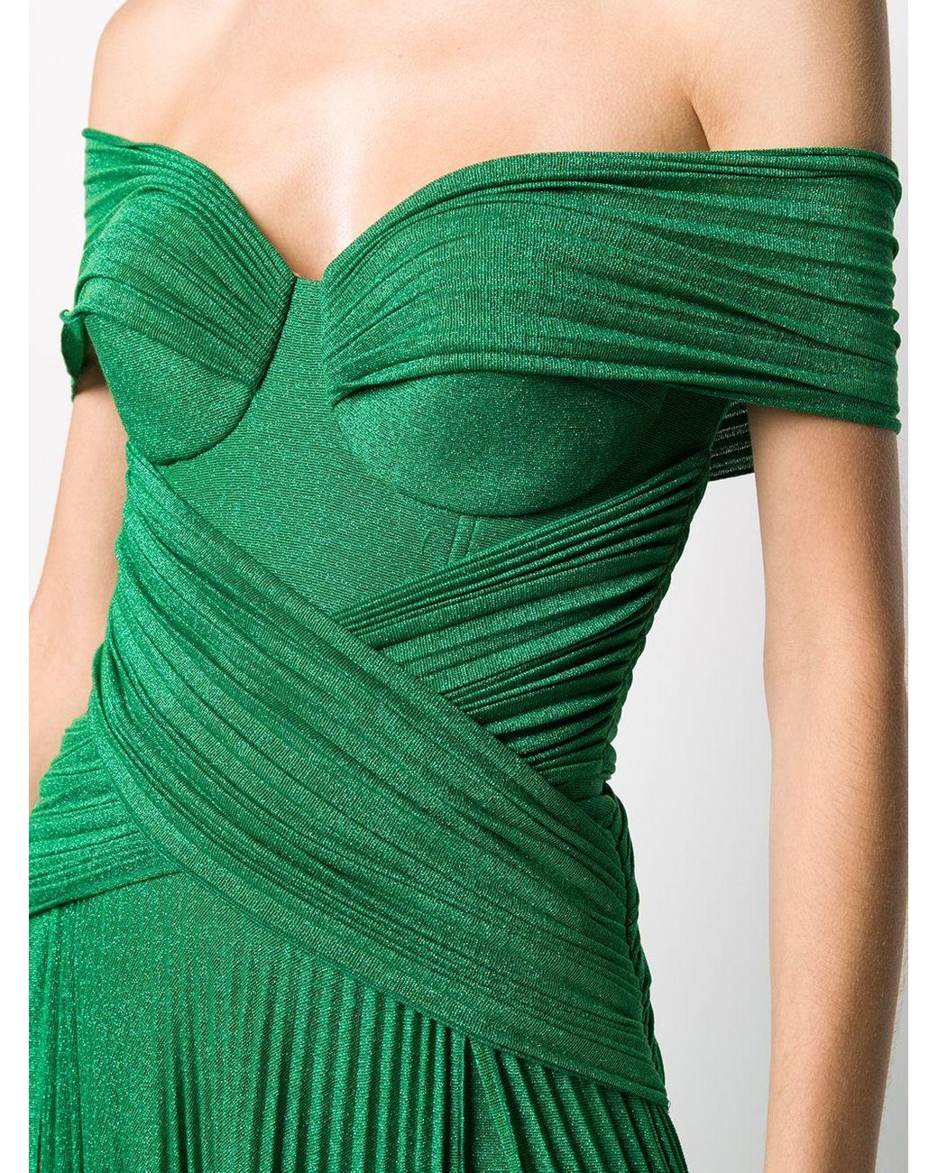 green emerald velvet dress Red Carpet Dress in Jersey Lurex with Flower
