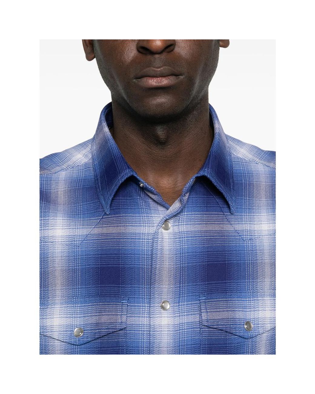 Tom Ford Blue Checked Pocket Shirt for men