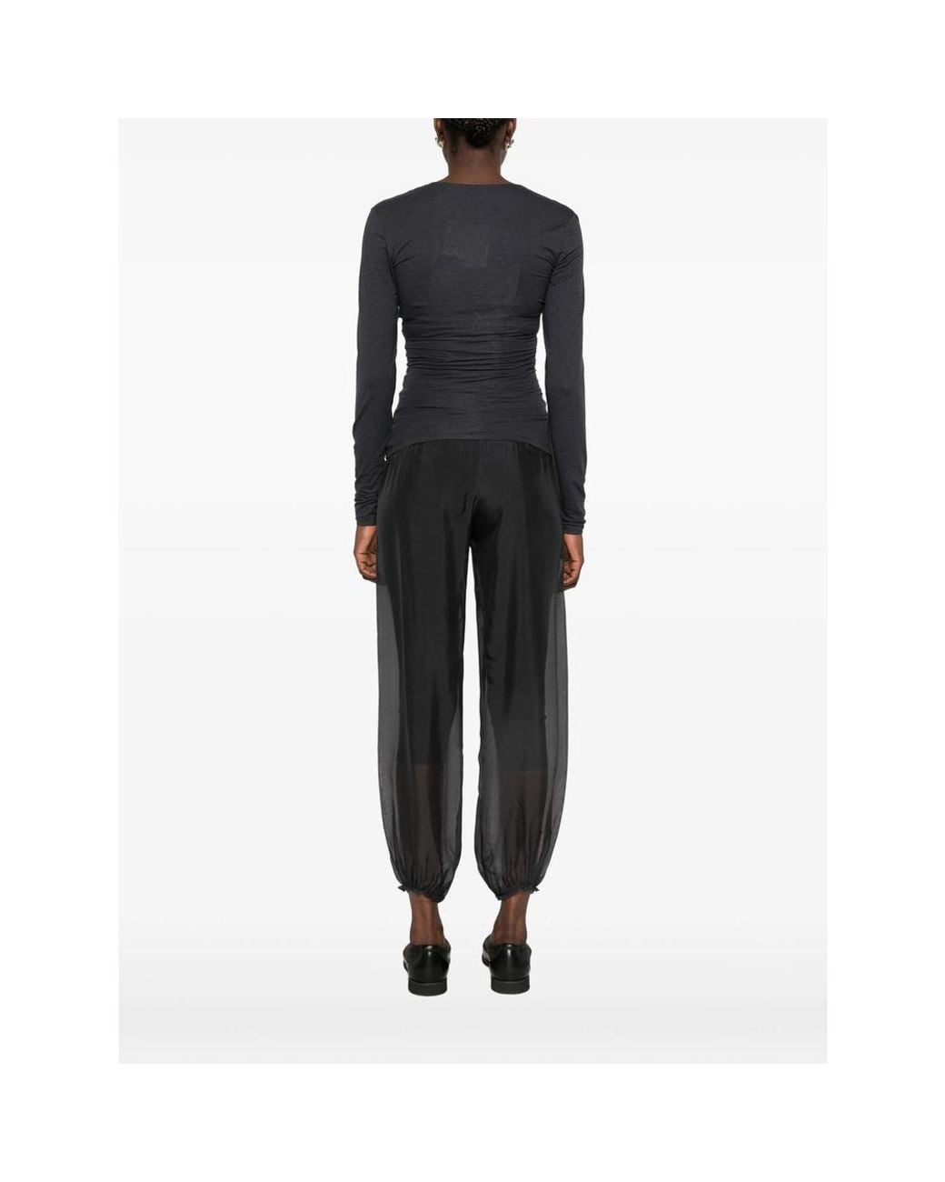 Paloma Wool Black Junco Ruched Cowl-Neck Top