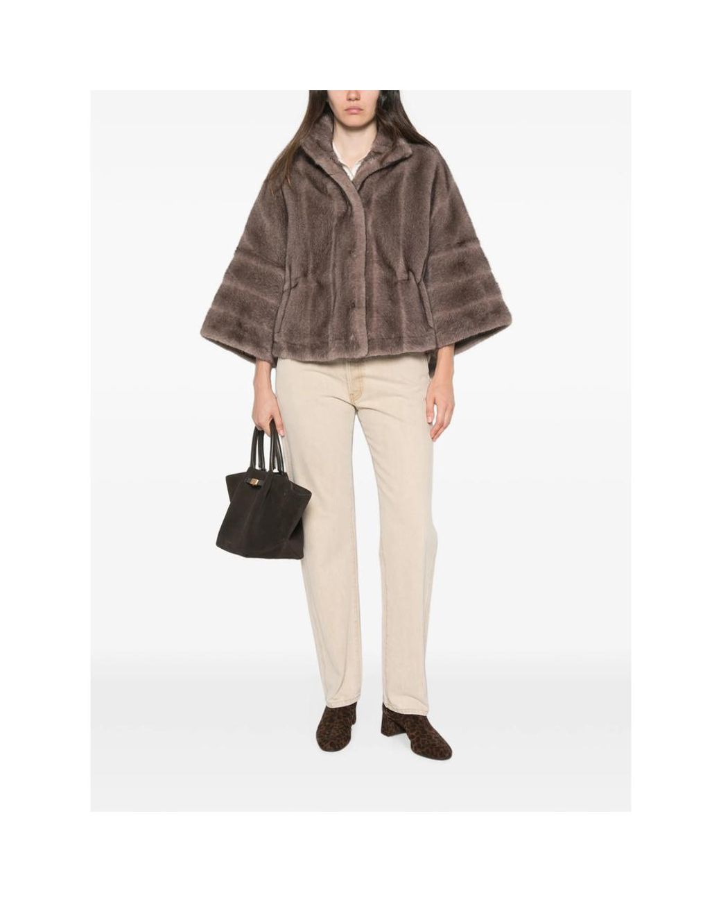 VALENTINI 1972 Brown High-Neck Drawstring-Waist Jacket
