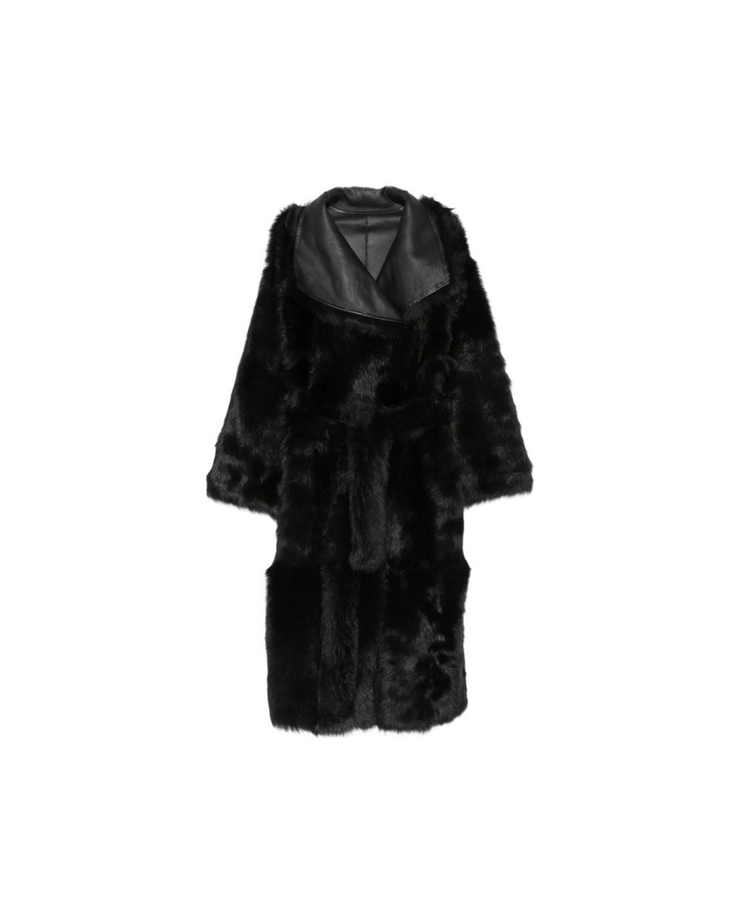 Yves Salomon Black Shearling-Trimmed Fur Jacket