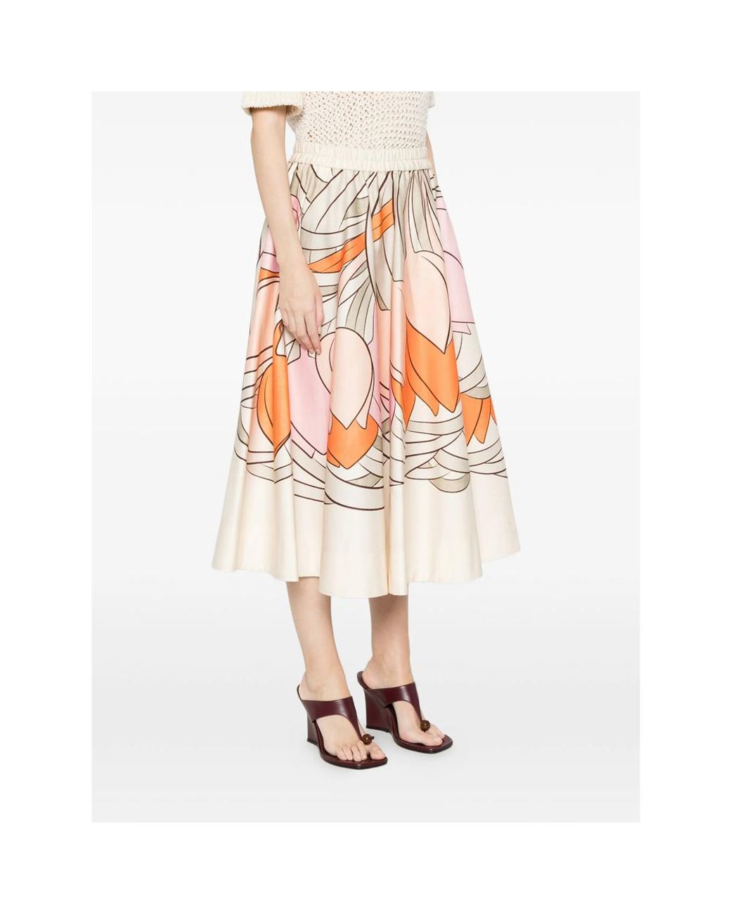 LaDoubleJ White Skirt Ivory Floral Cotton