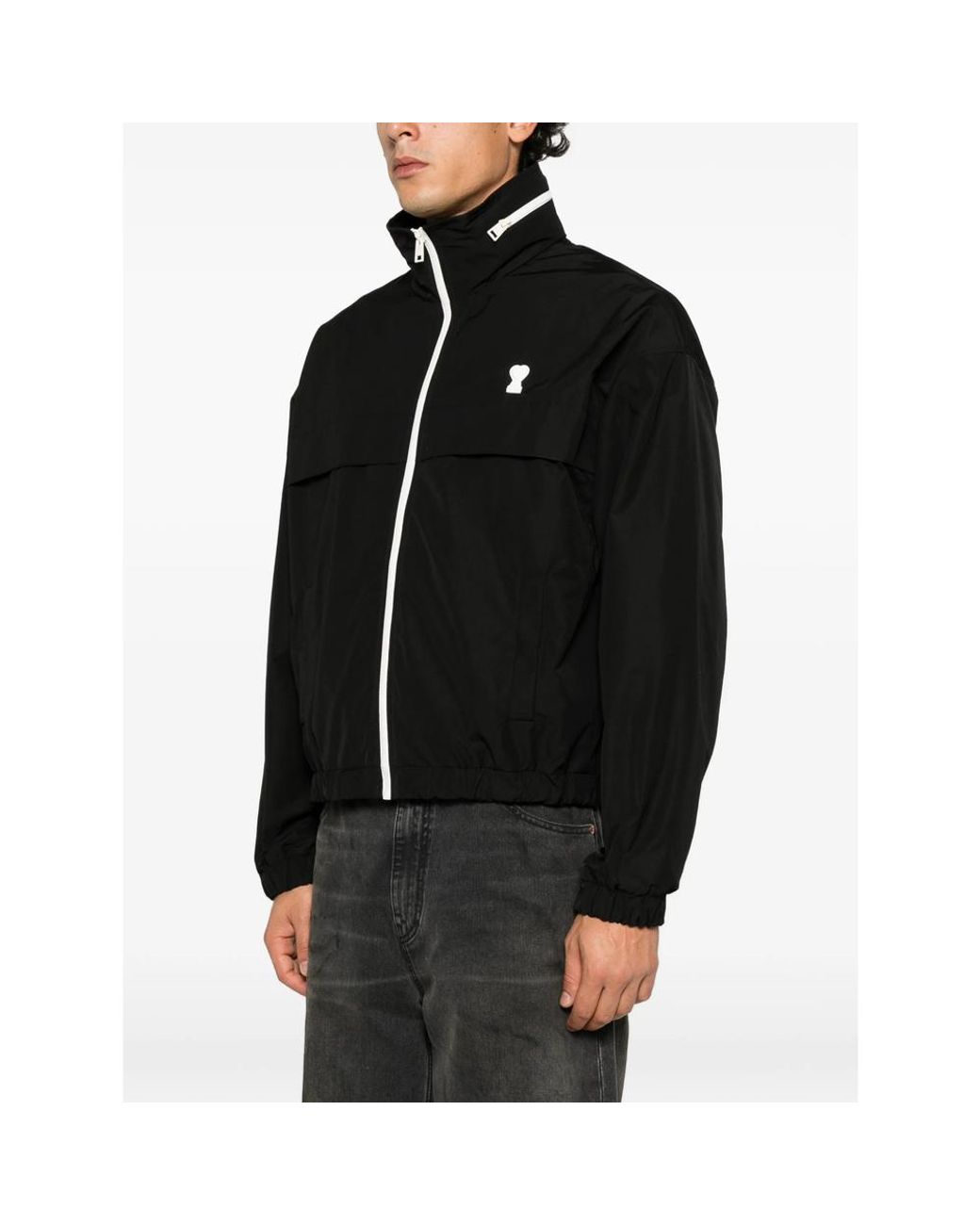 AMI Black Ami De Coeur Logo-Patch Jacket for men