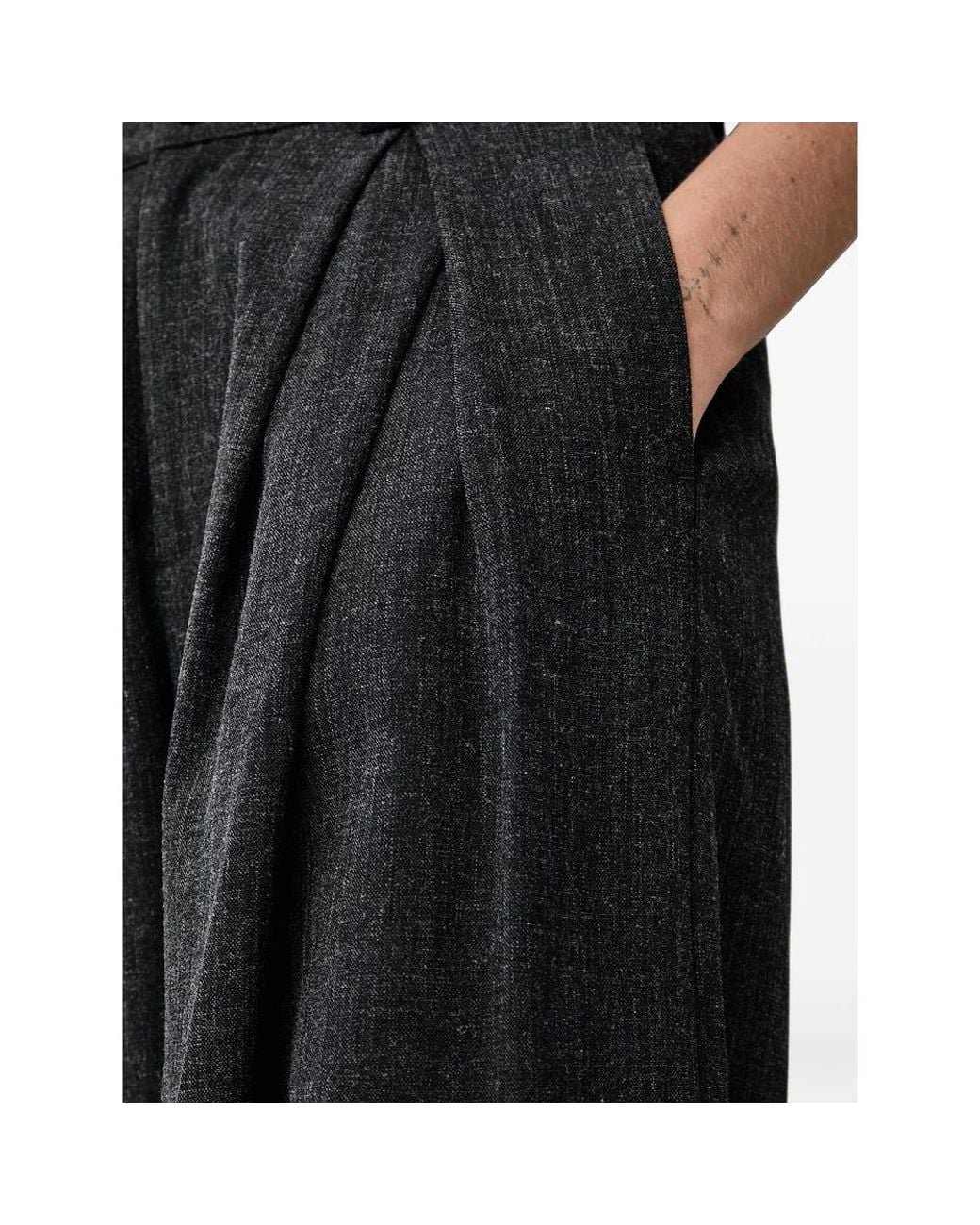 ELEH Black Pleated High-Waist Palazzo Pants