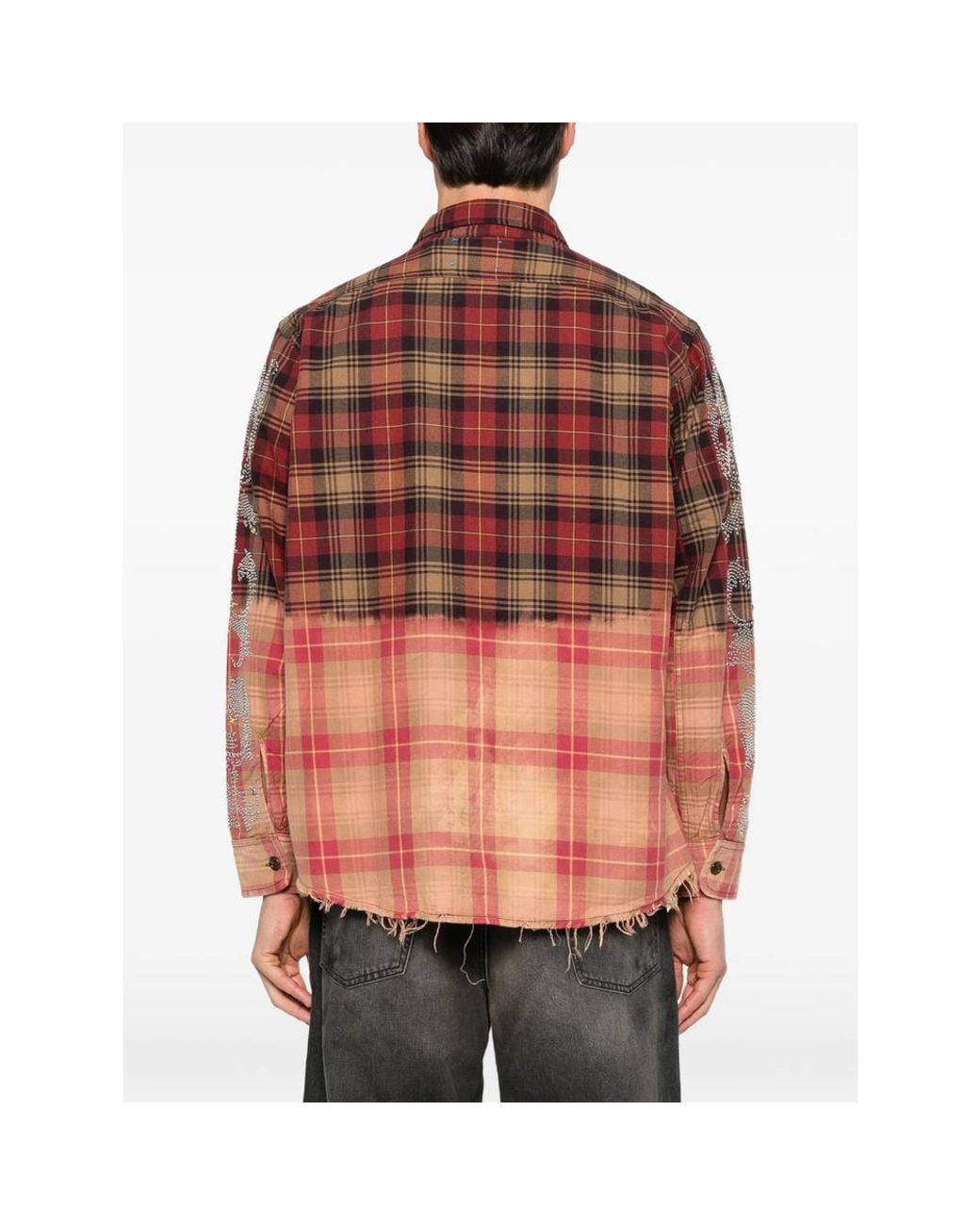 ERCOLE STUDIO Red Stud-Embellished Dip-Dye Shirt for men