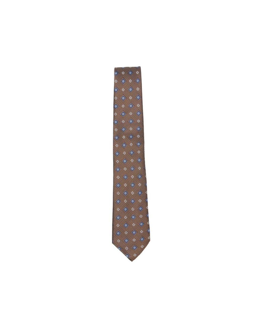 Canali Brown Geometric-Pattern Tie for men
