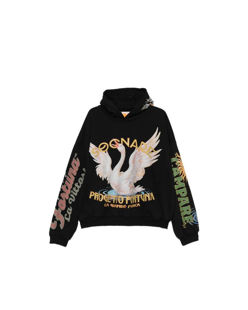 PDF Black Graphic-Print Hoodie for men