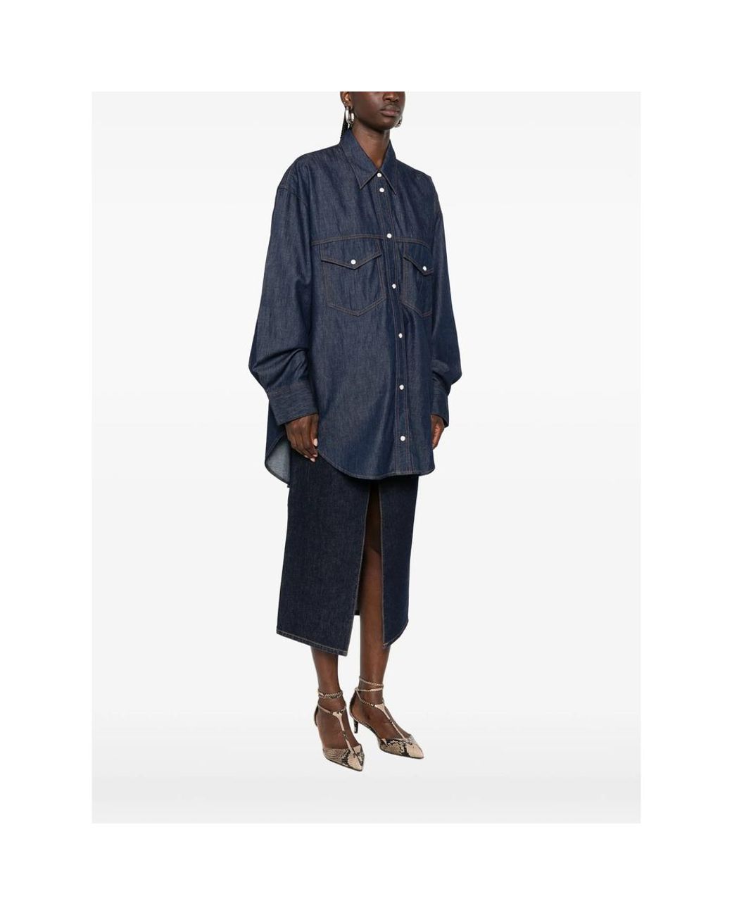 Khaite Blue Christensen Contrast-Stitch Denim Shirt