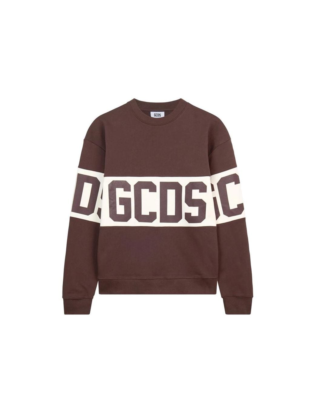 Gcds Brown Logo-Intarsia Crew-Neck Sweatshirt for men