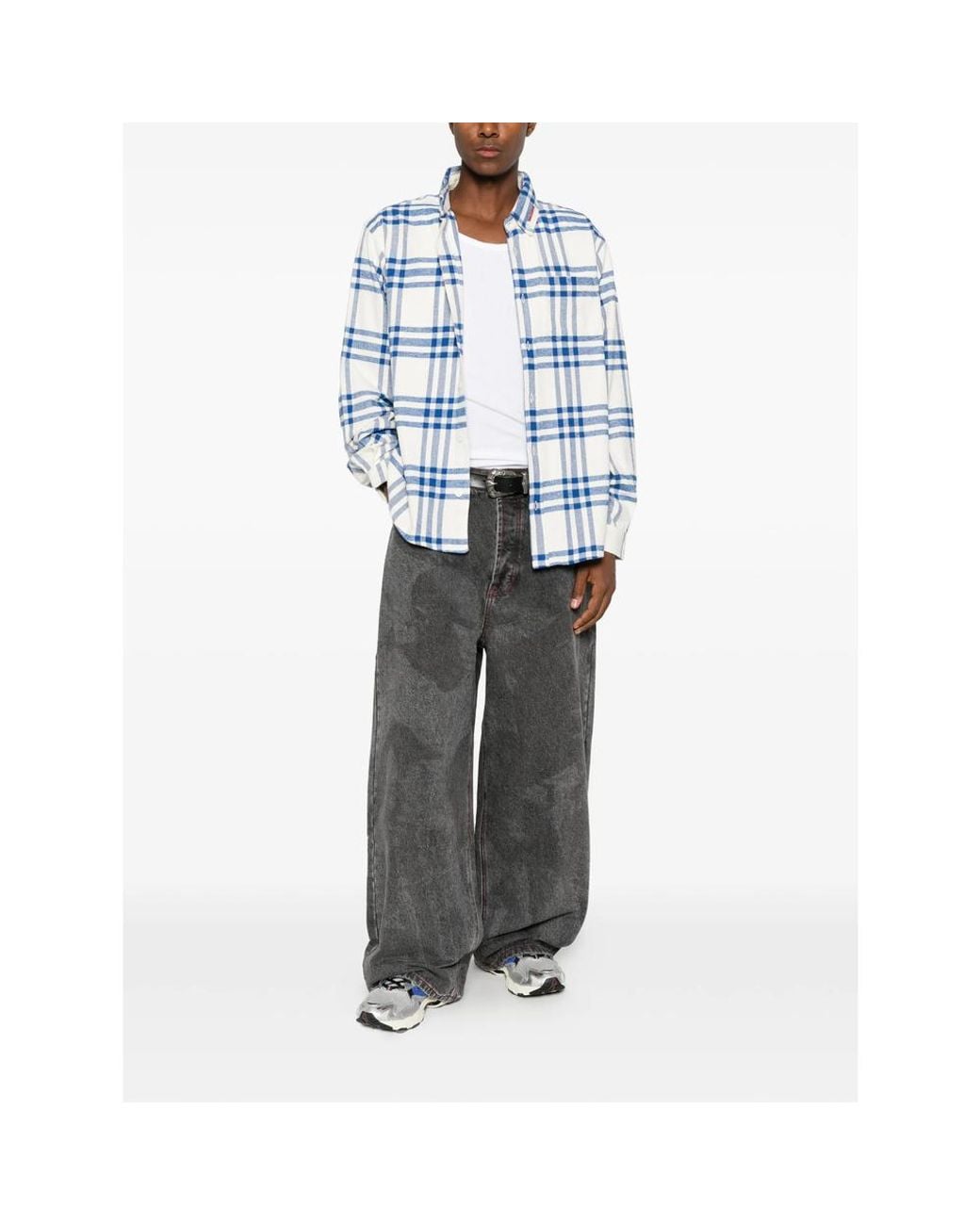 DAGGER White Check Flannel Shirt for men