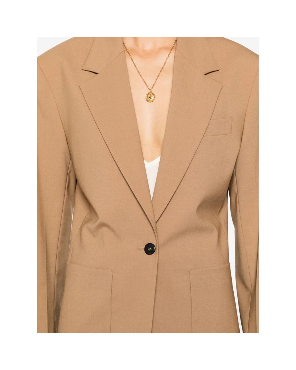 Covert Brown Single-Breasted Patch-Pocket Blazer