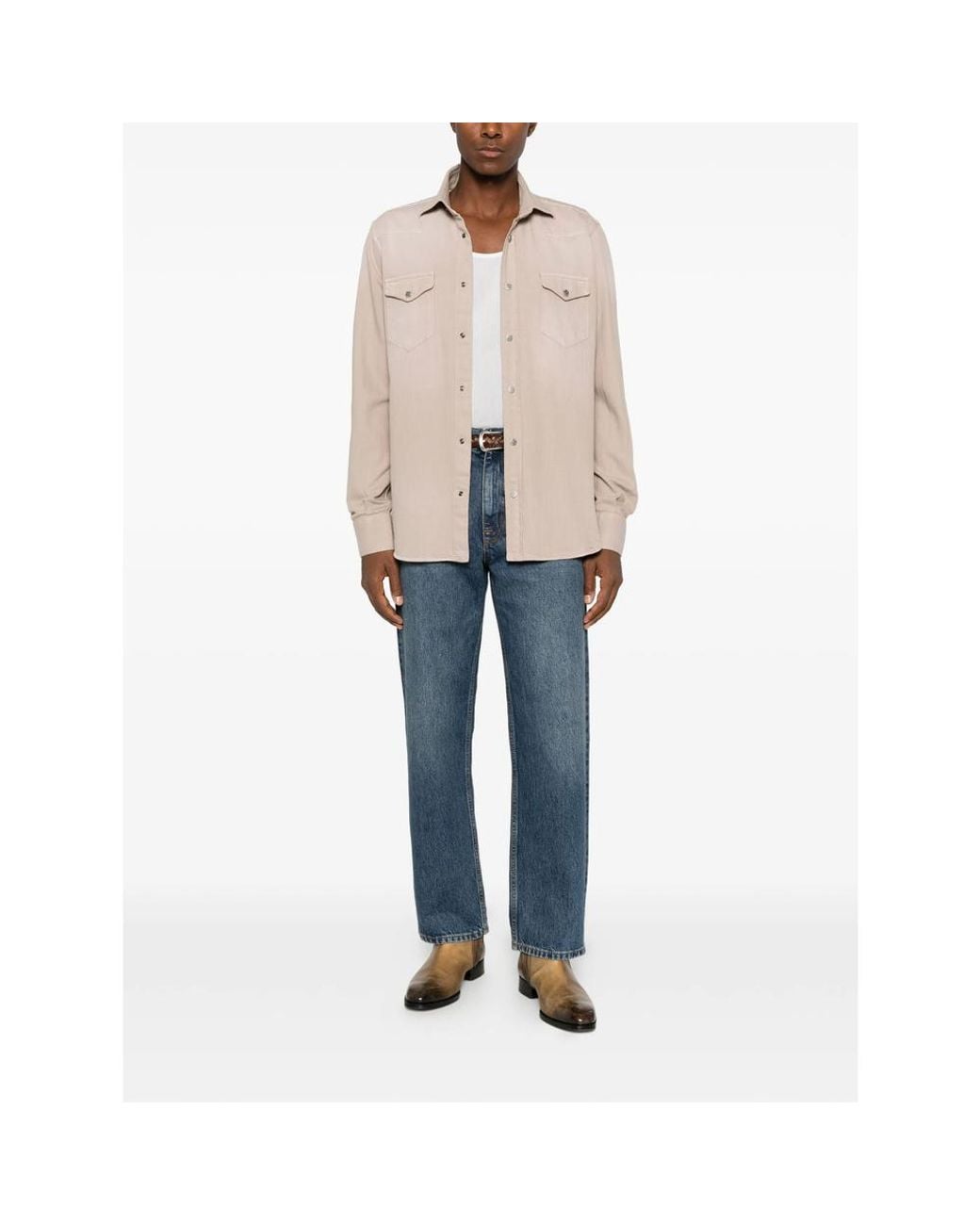 Sartorio Napoli Natural Press-Stud-Fastening Shirt for men
