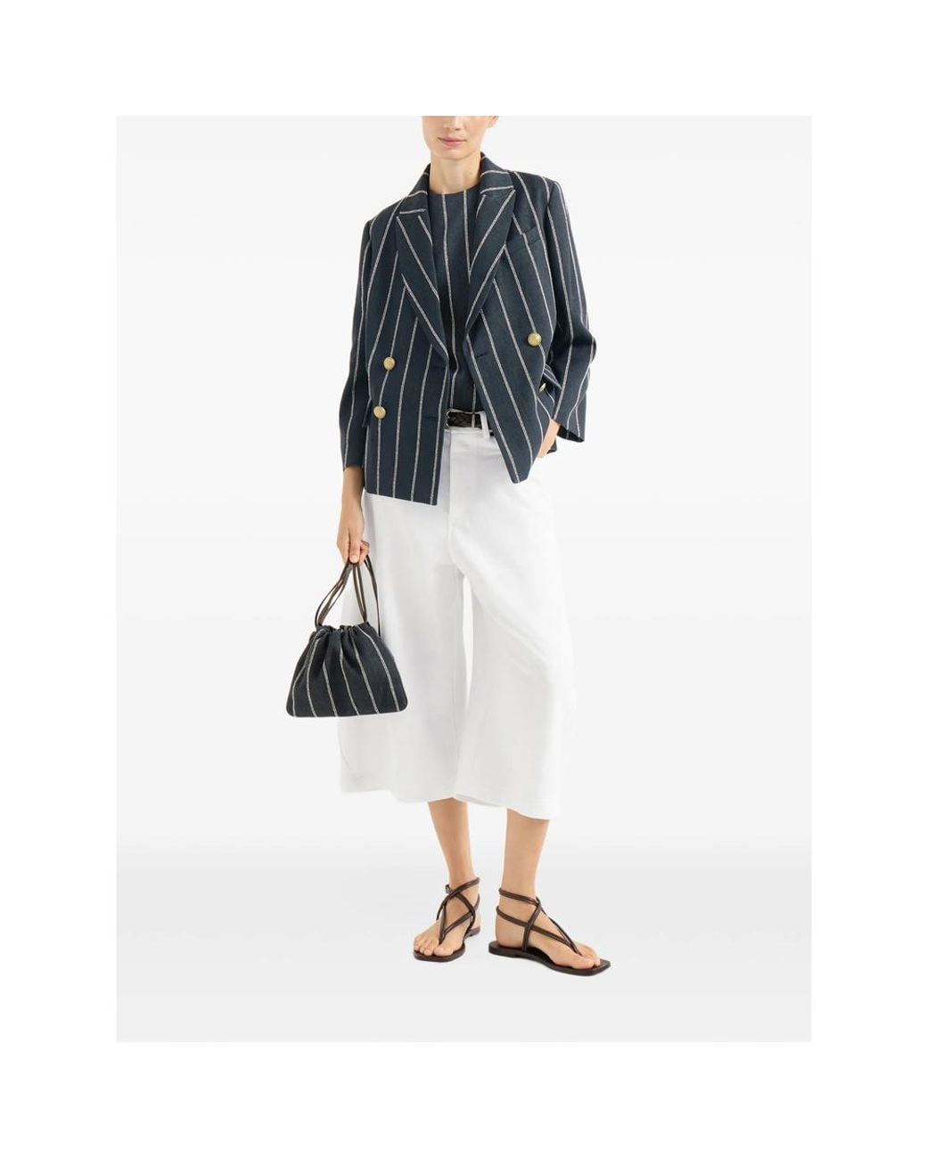 Brunello Cucinelli Brown Leather Sandals With Monili