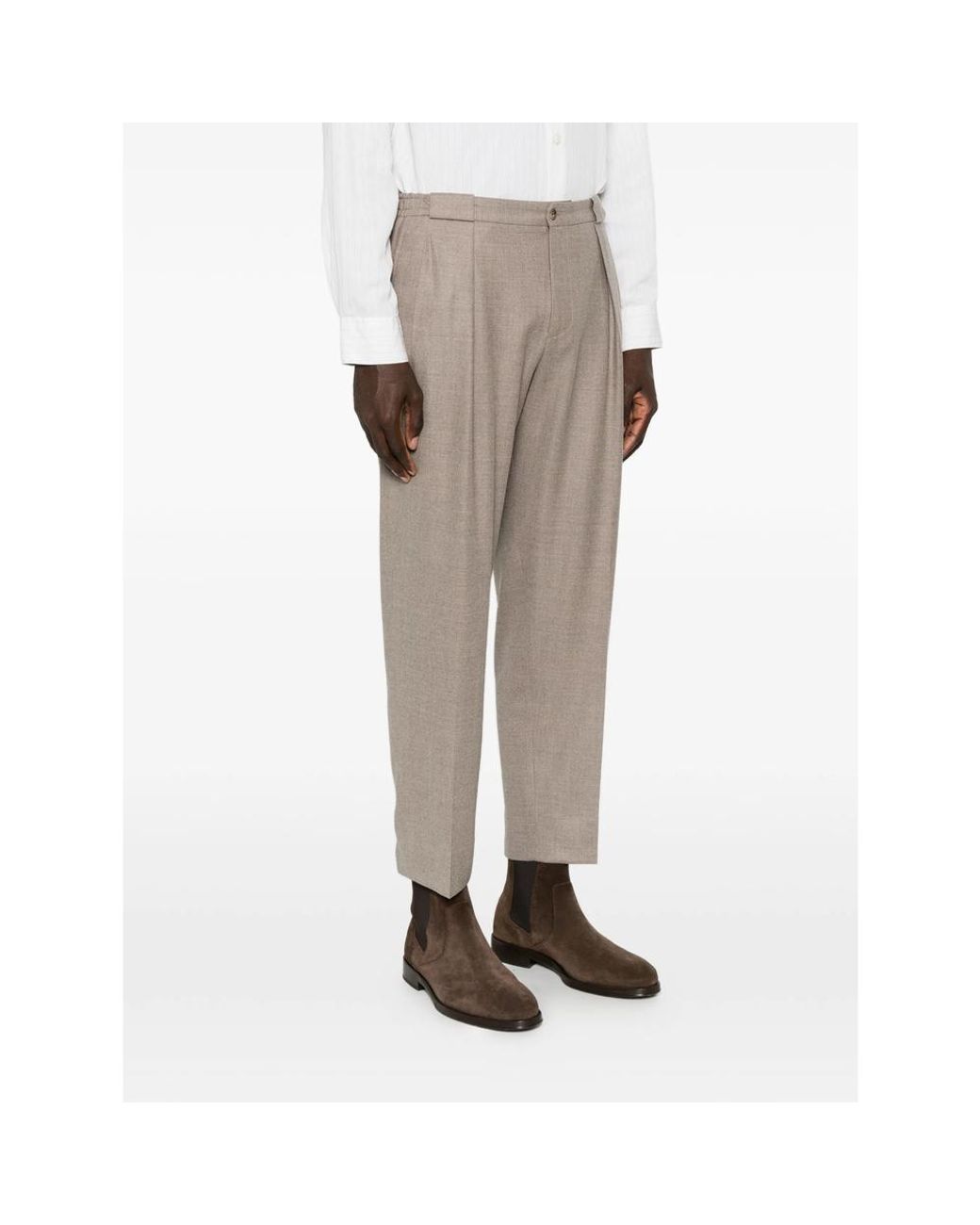 Briglia 1949 Gray Pleated Tapered Trousers for men