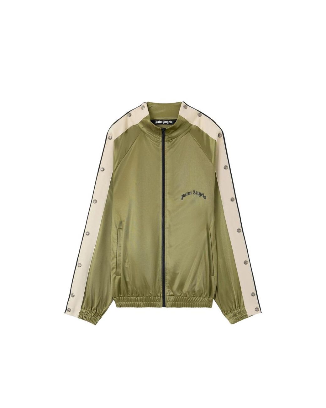 Palm Angels Green Snap-Button Side Bands Track Jacket for men