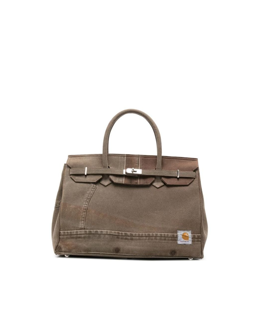 ANOTHER CHANCE Gray Panelled Logo-Patch Tote Bag for men