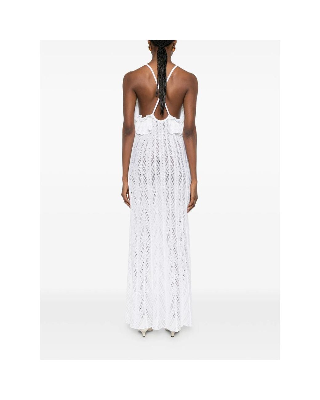 Antonino Valenti White Guinea Ruffled Maxi Dress