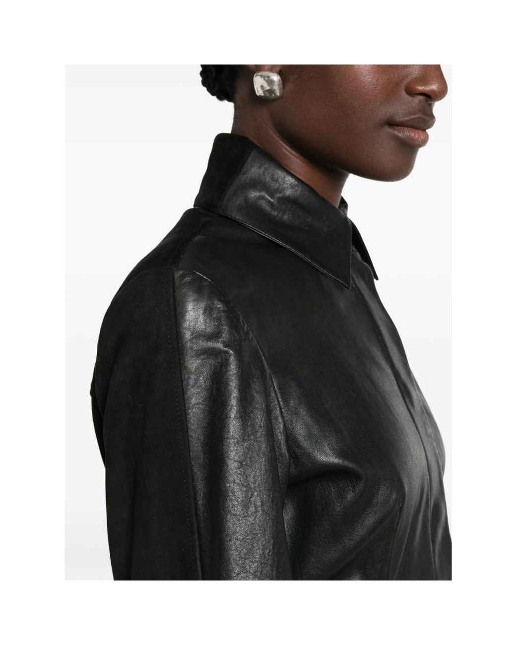 Sportmax Black Spscoccole Paneled Leather Jacket