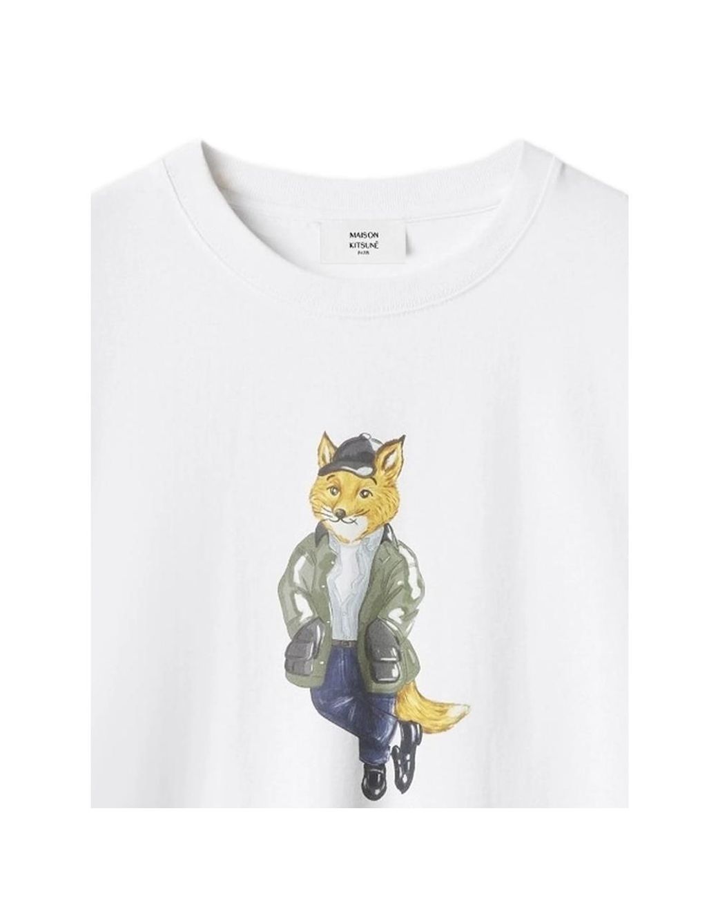 Maison Kitsuné White Fox-Print T-Shirt for men