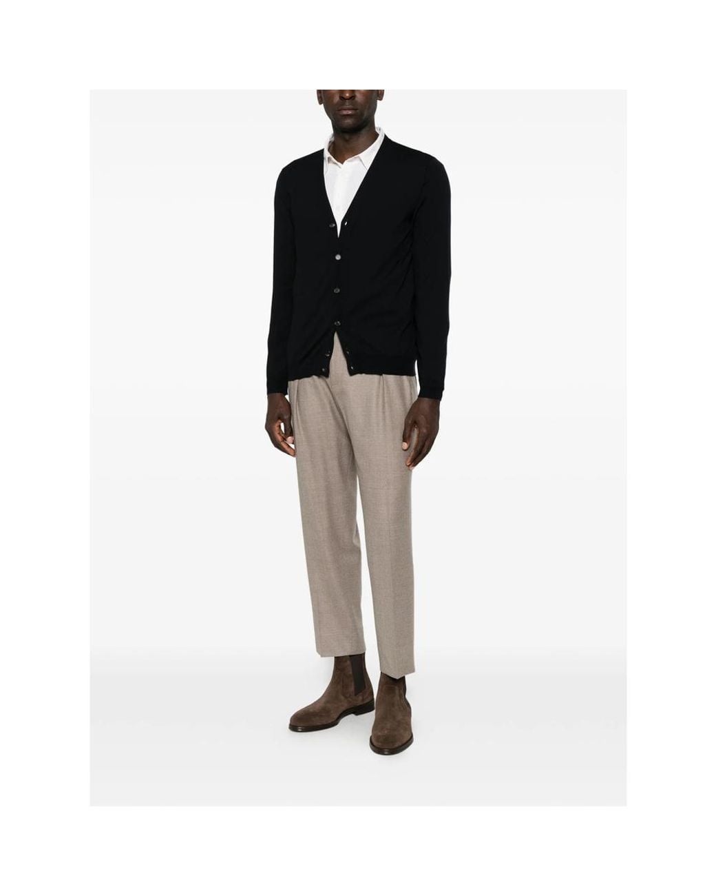 ZANONE-SLOWEAR Black Button-Up Cardigan for men