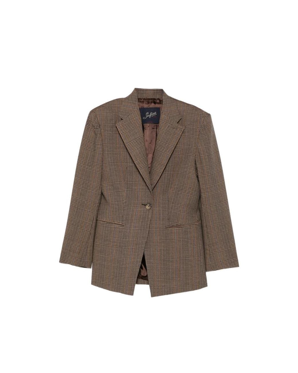 Seafarer Brown Astro Prince Of Wales Check Blazer