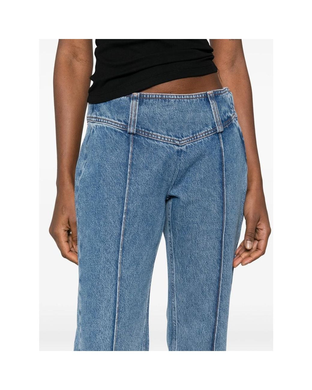 Mother Blue Snacks! The Pin Up Takeout Heel Seam-Detail Jeans
