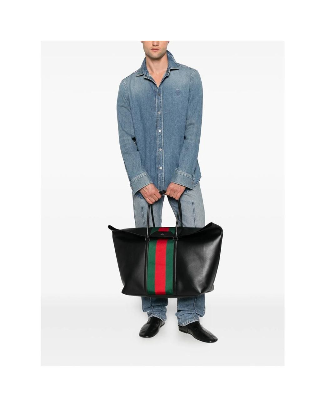 Gucci Black Medium Mega Web Trademark Duffle Bag for men