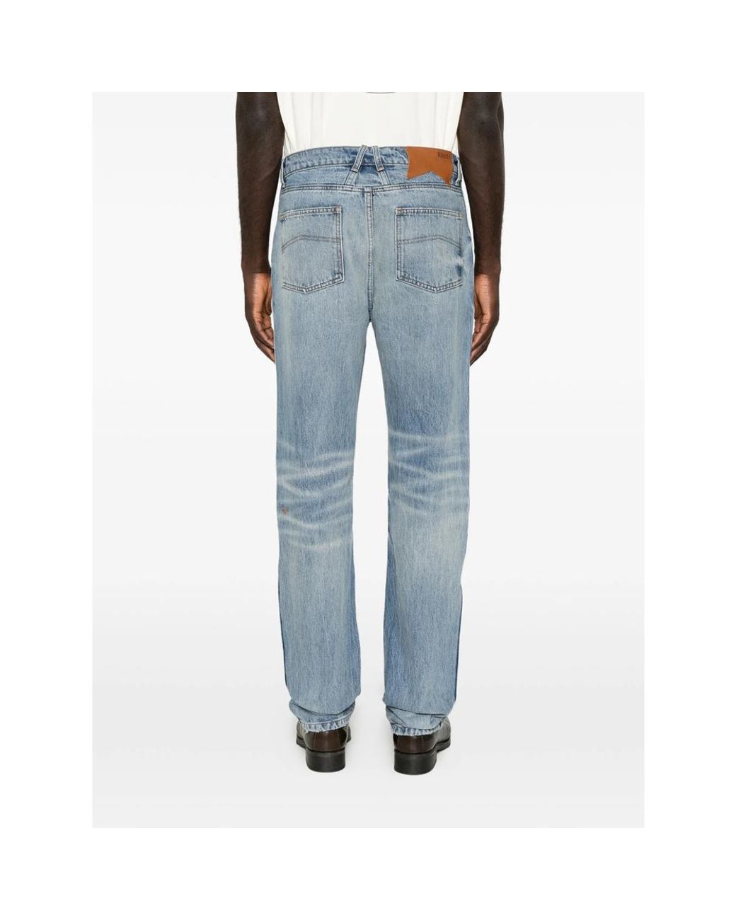 R H U D E © Blue Distressed Straight-Leg Jeans for men