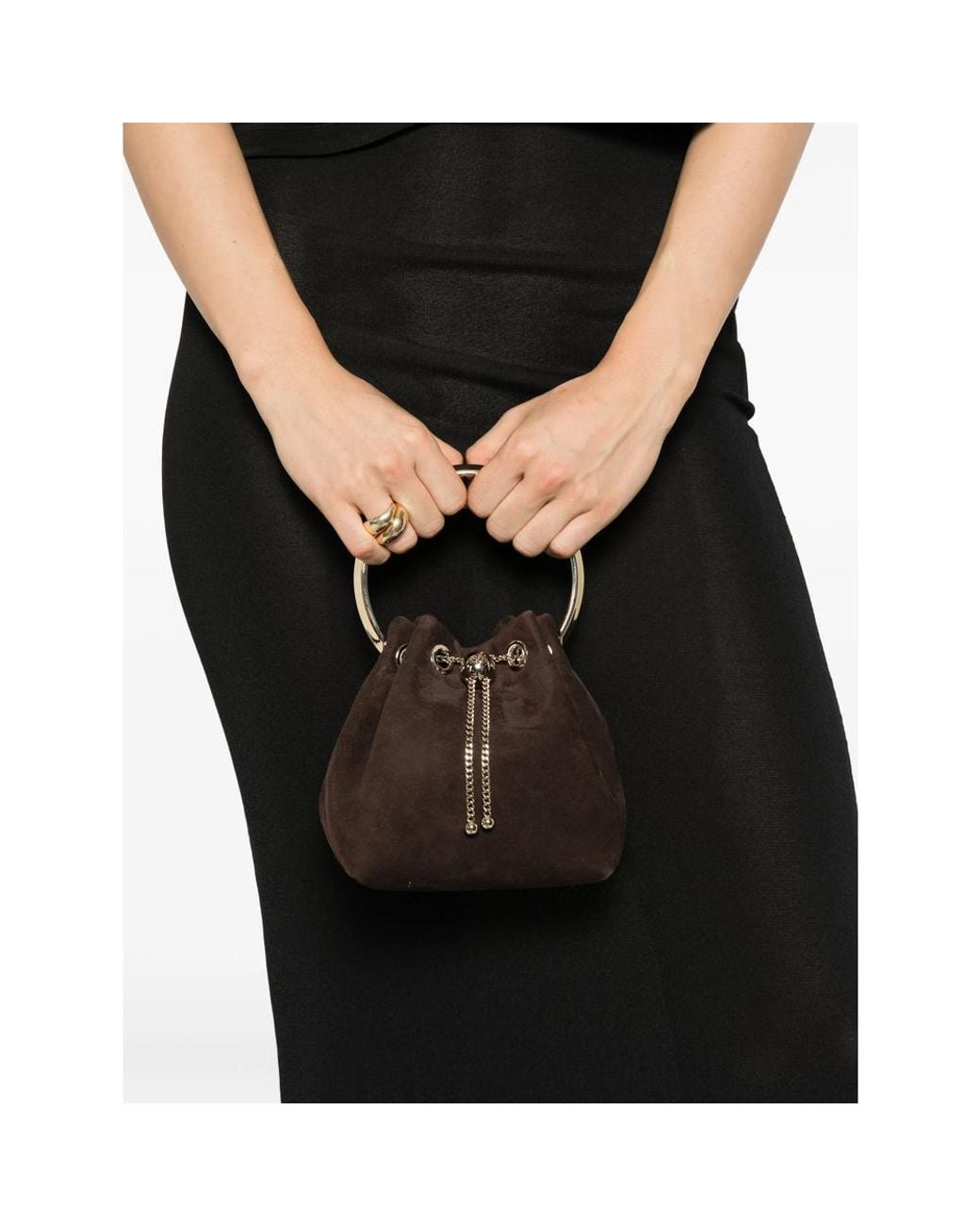 Jimmy Choo Brown Bon Bon Suede Bucket Bag