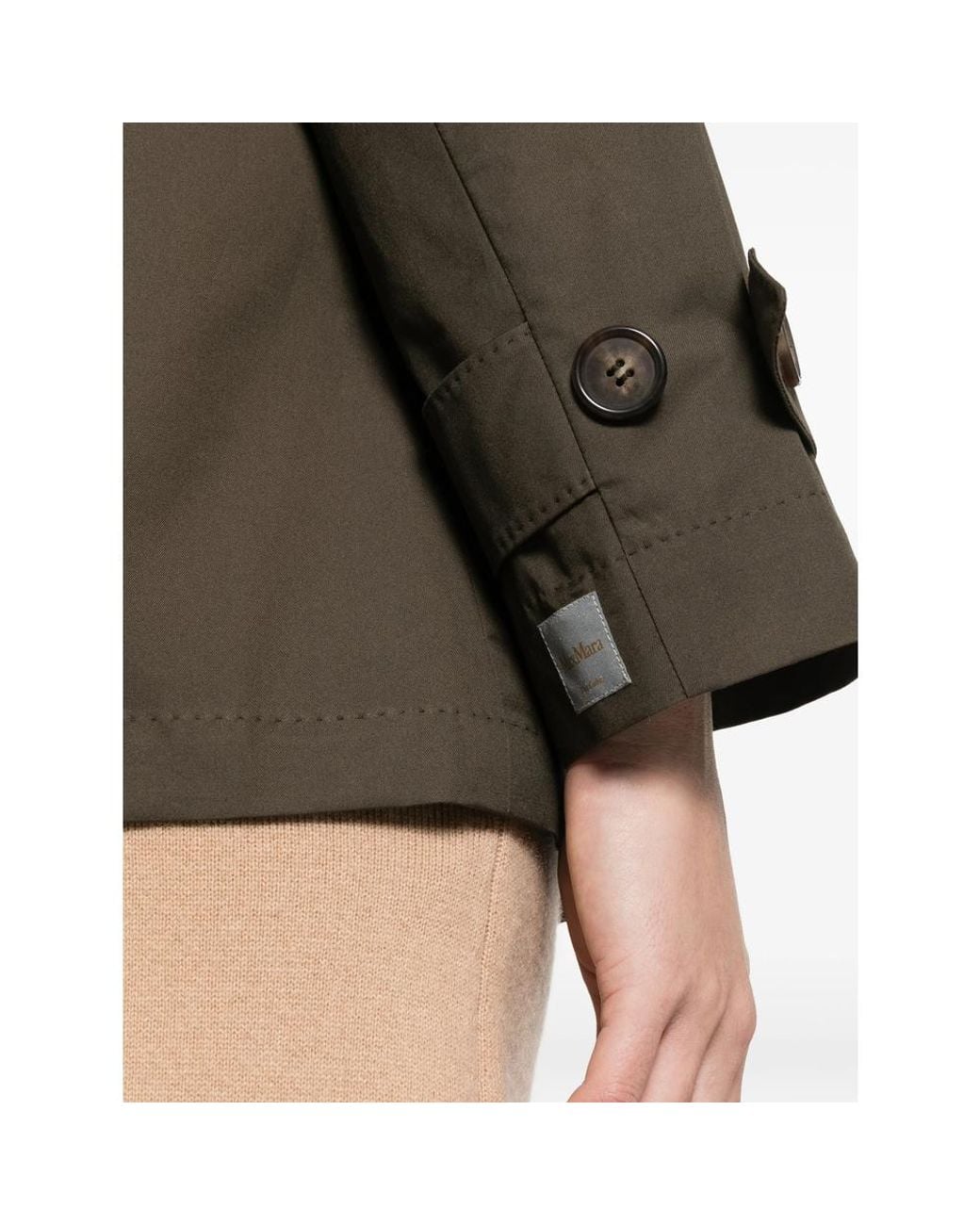 Max Mara Brown Logo-Patch Double-Breasted Coat