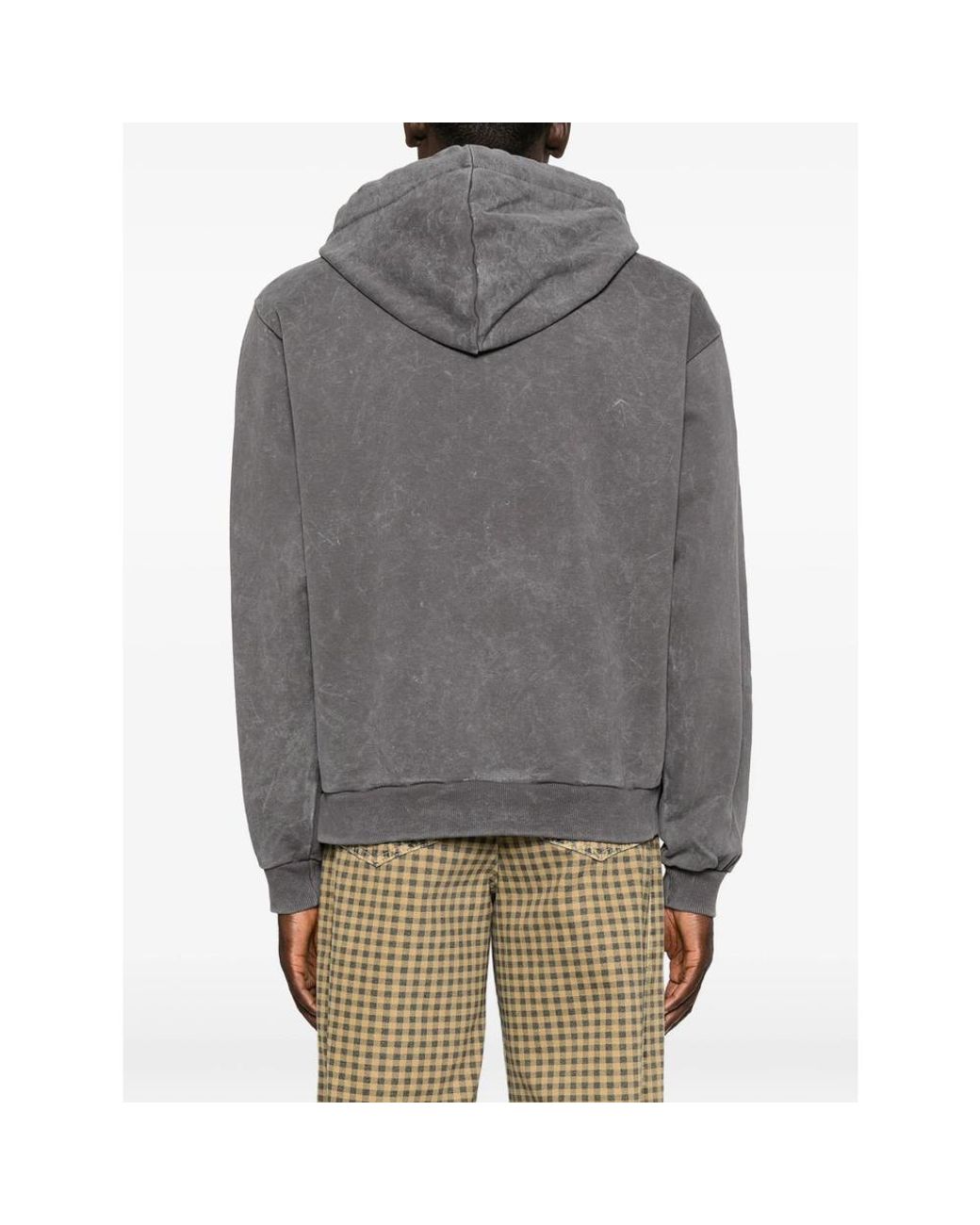 Gcds Gray Stud-Embellished Washed-Effect Hoodie for men