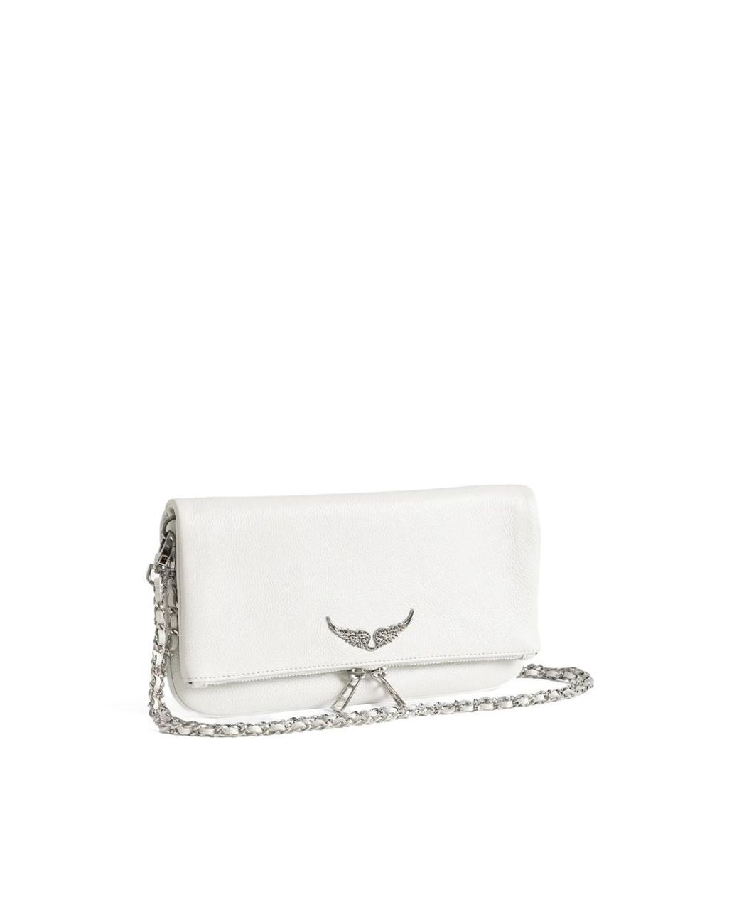 Zadig & Voltaire White Rock Grained Leather Clutch Bag