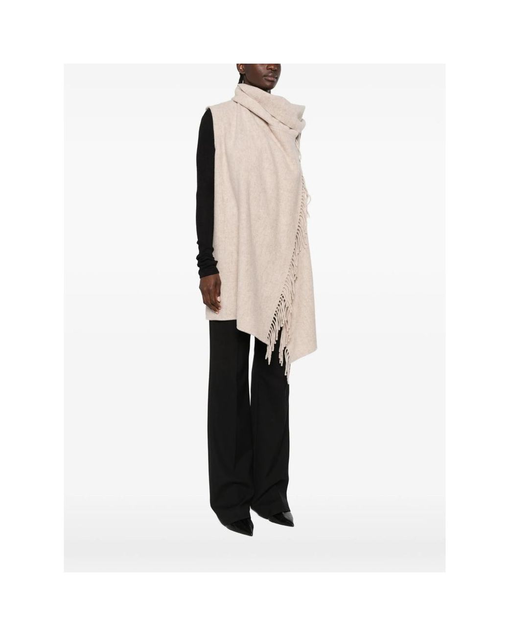 Fabiana Filippi Natural Fringed Scarf Cape