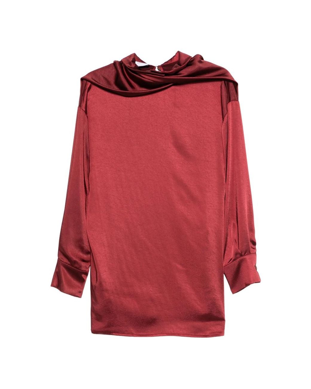 THE NINA STUDIO Red Cowl-Neck Blouse