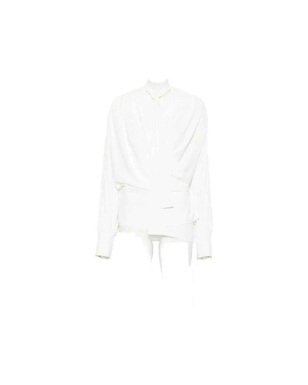 IRO White Scarf-Neck Draped Blouse