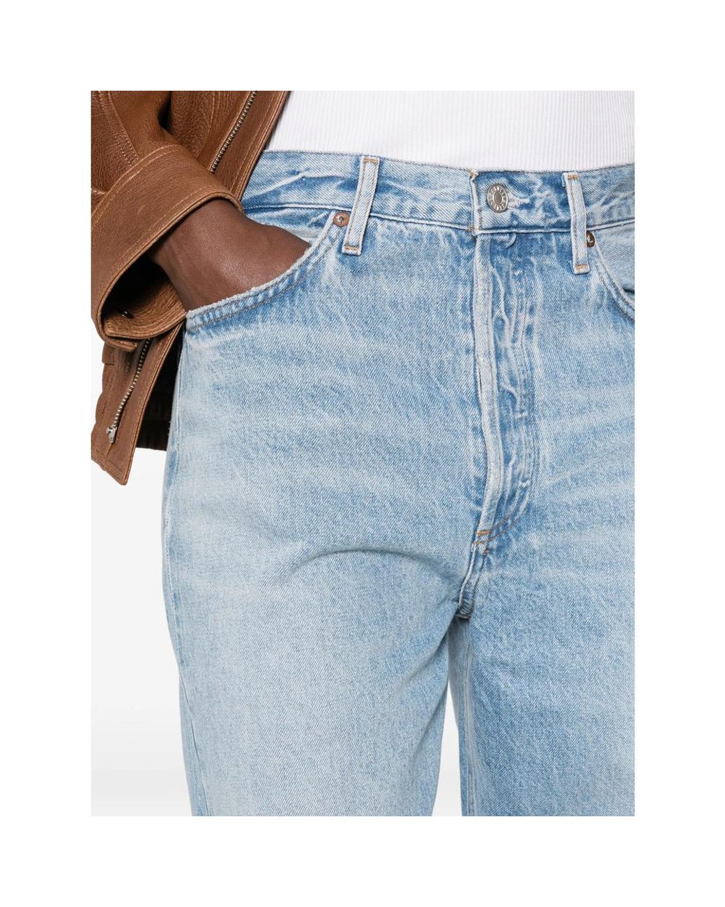Agolde Blue Whiskered Faded Jeans