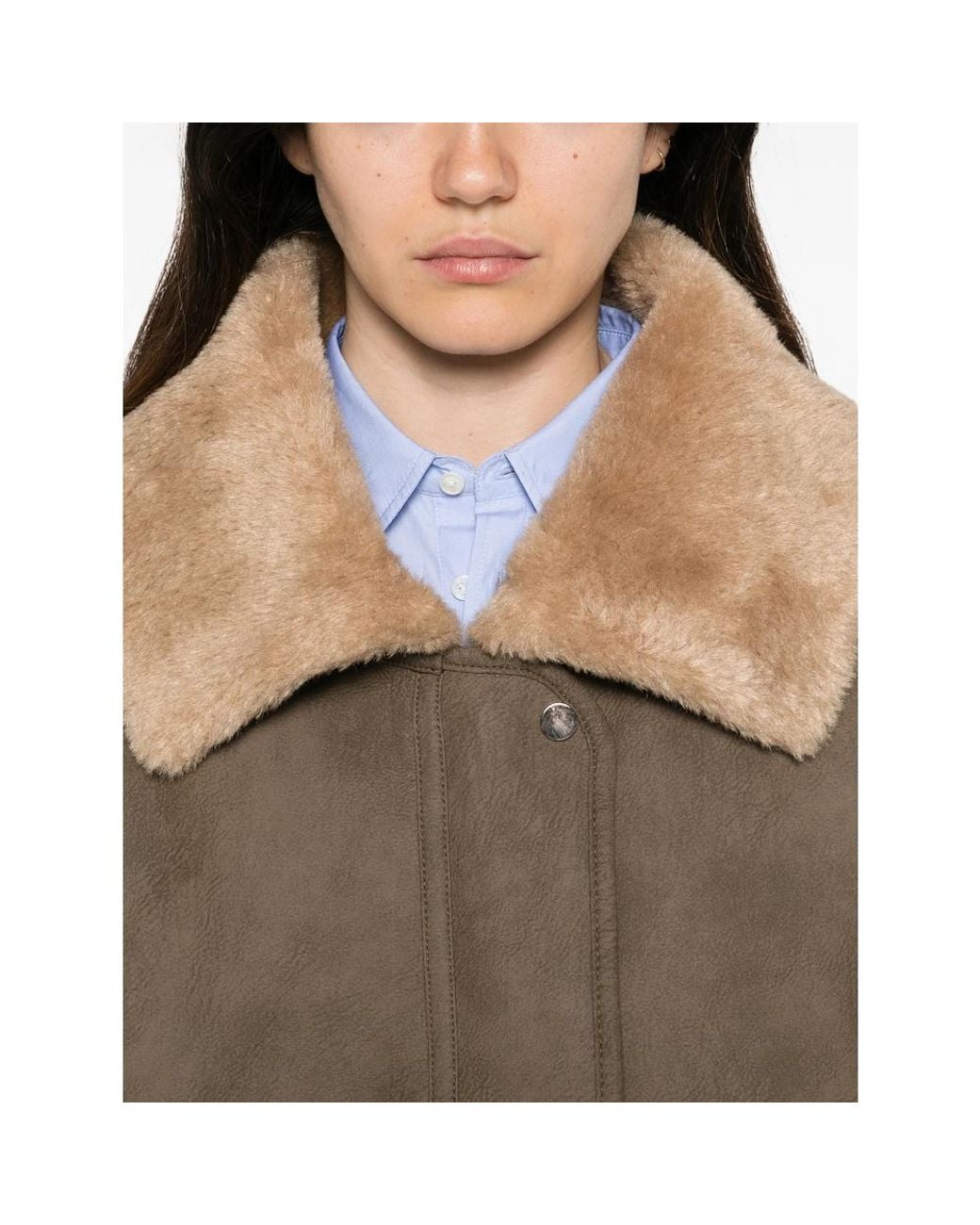 JC Sophie Natural Faux-Shearling-Collar Jacket